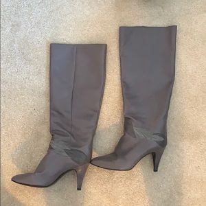 Grey Heel Boots with Detailing